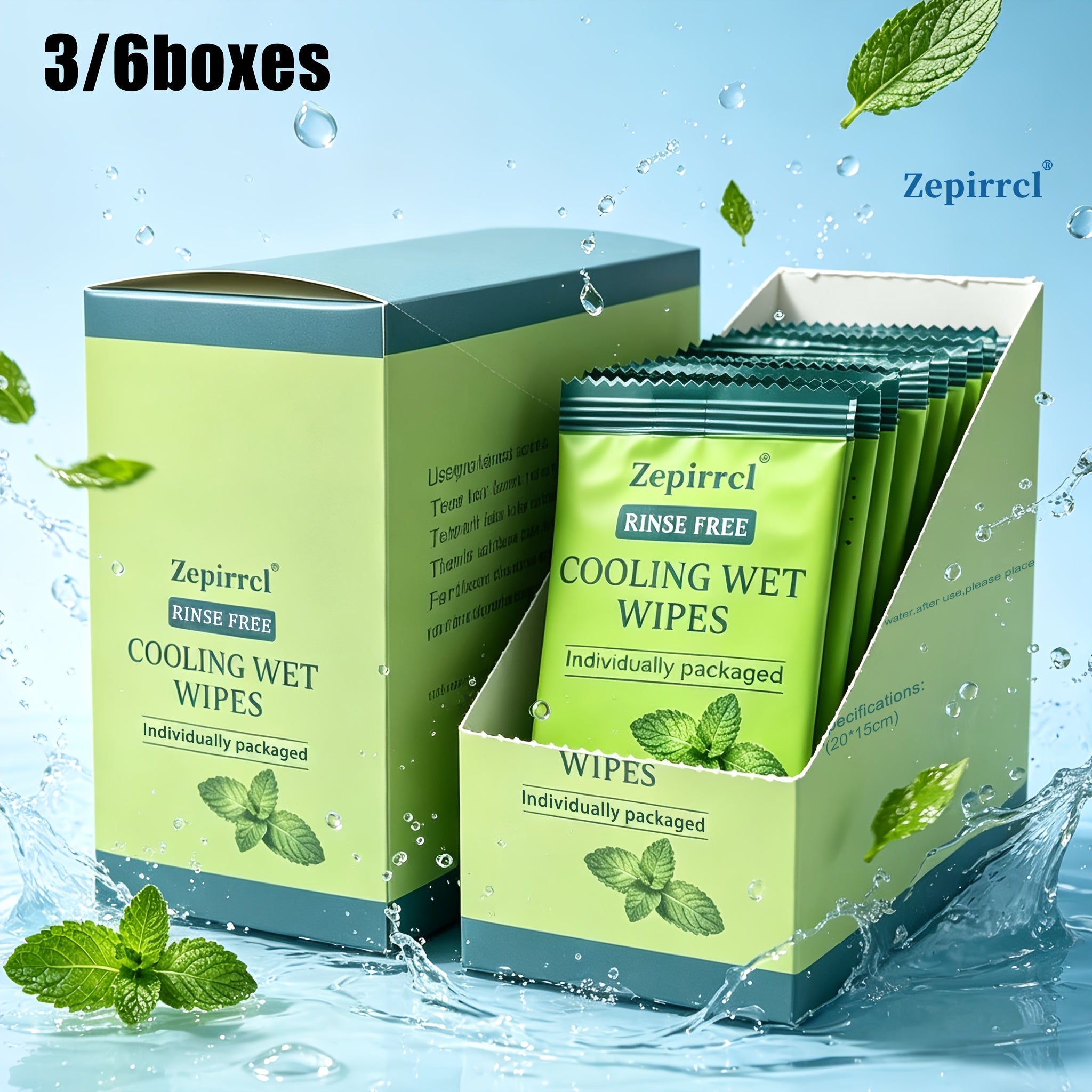 3\u002F6Boxes Disposable Boxed Cooling Wipes | Individually Wrapped Cooling Wipes | Soft And Gentle | Perfect for Wiping Away Sweat And Cooling Down During Summer Outdoor Activities | Convenient Packaging | Ideal for Fitness, Travel