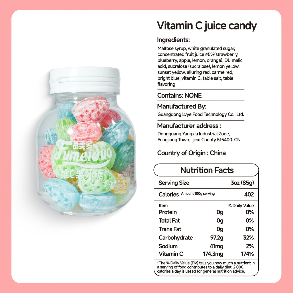 6 Bottles of Vitamin C Fruit Juice Gummies - Mixed Flavor, Rich in Vitamin C, Balanced with Sweet And Sour, Fresh And Not Greasy, Chewy And Soft, Friendly to Children\u002FRecognition, Party\u002FGathering Sharing, Mother'S Day Gifts