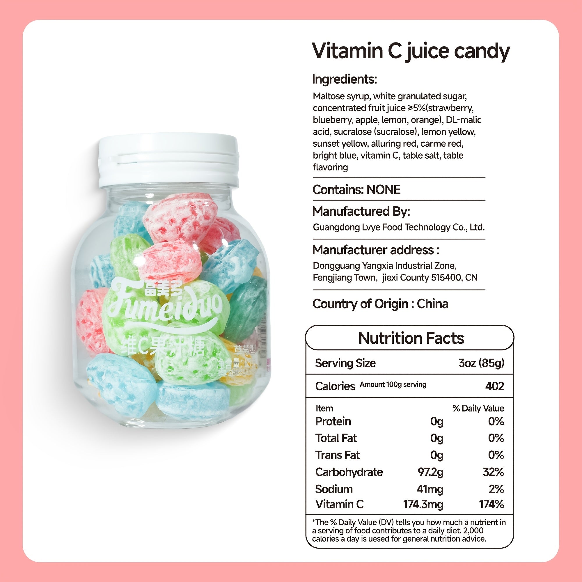 6 Bottles of Vitamin C Fruit Juice Gummies - Mixed Flavor, Rich in Vitamin C, Balanced with Sweet And Sour, Fresh And Not Greasy, Chewy And Soft, Friendly to Children\u002FRecognition, Party\u002FGathering Sharing, Mother'S Day Gifts