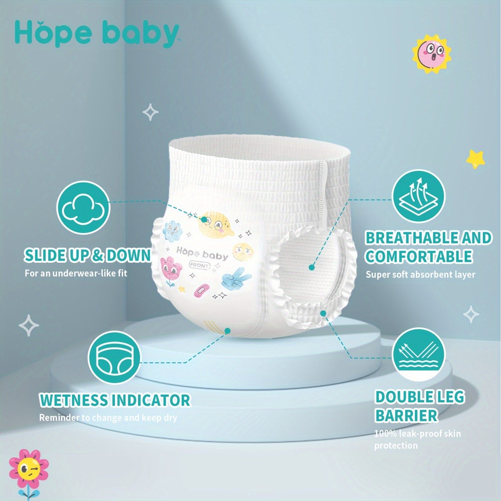 204 Count Baby Pull Ups 2T-3T (16-28 LBS), Premium Training Underwear, Baby Diapers Toddler Potty Training Pants, Hypoallergenic with Skin, Pack of 3, As Halloween, Chrismas Gift