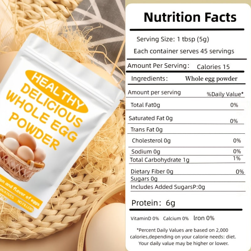 Say Goodbye to Fragile, Hard-To-Store Fresh Eggs! One Spoonful of Powder Equals One Egg, Allowing You to Enjoy The Nutrition of Eggs Anytime, Anywhere. Perfect for Baking, Cooking, Or Making Baby Food!