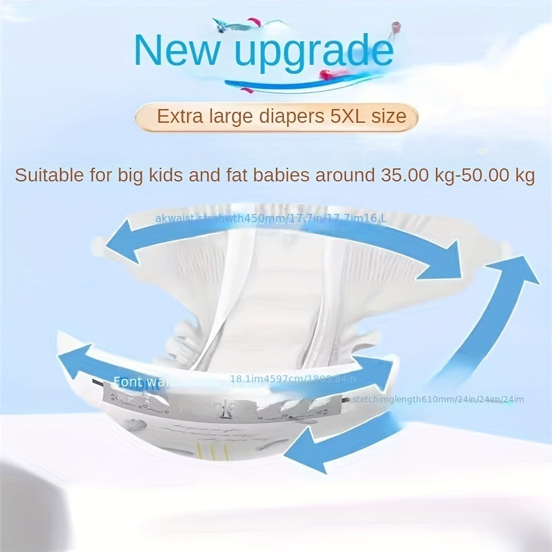 Cool Xiaoquan XXXXXXL Diapers for 40-110 Lbs (Boys and Girls), Plus Size 5XL for Chubby Babies, Adhesive-Type Children's Diapers, Youth Nighttime Diapers