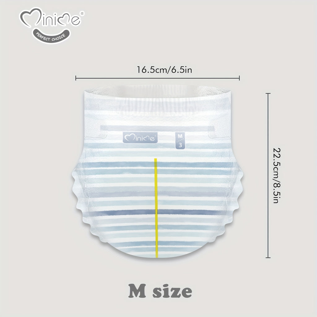 Minime Baby Diapers 6.61LB+, New Packaging, 3D Core, Double Elastic Waistband, Super Soft Premium Baby Nappies, Perfect Holiday Gift