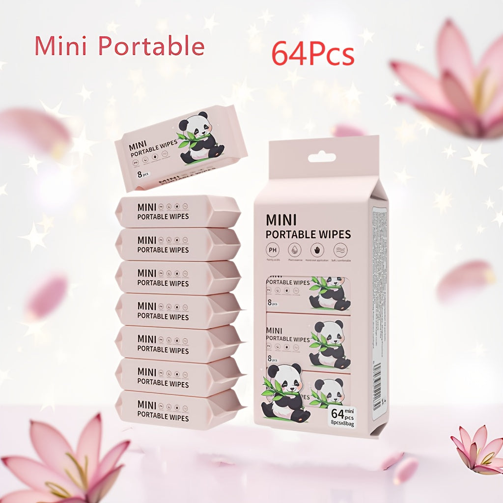 64pcs mini portable wet wipes, alcohol-free disposable wet towels, suitable for both men and women, suitable for use when going out or traveling, facial cleaning tools.Suitable to be put in a Christmas stocking.Also suitable for pets to use.