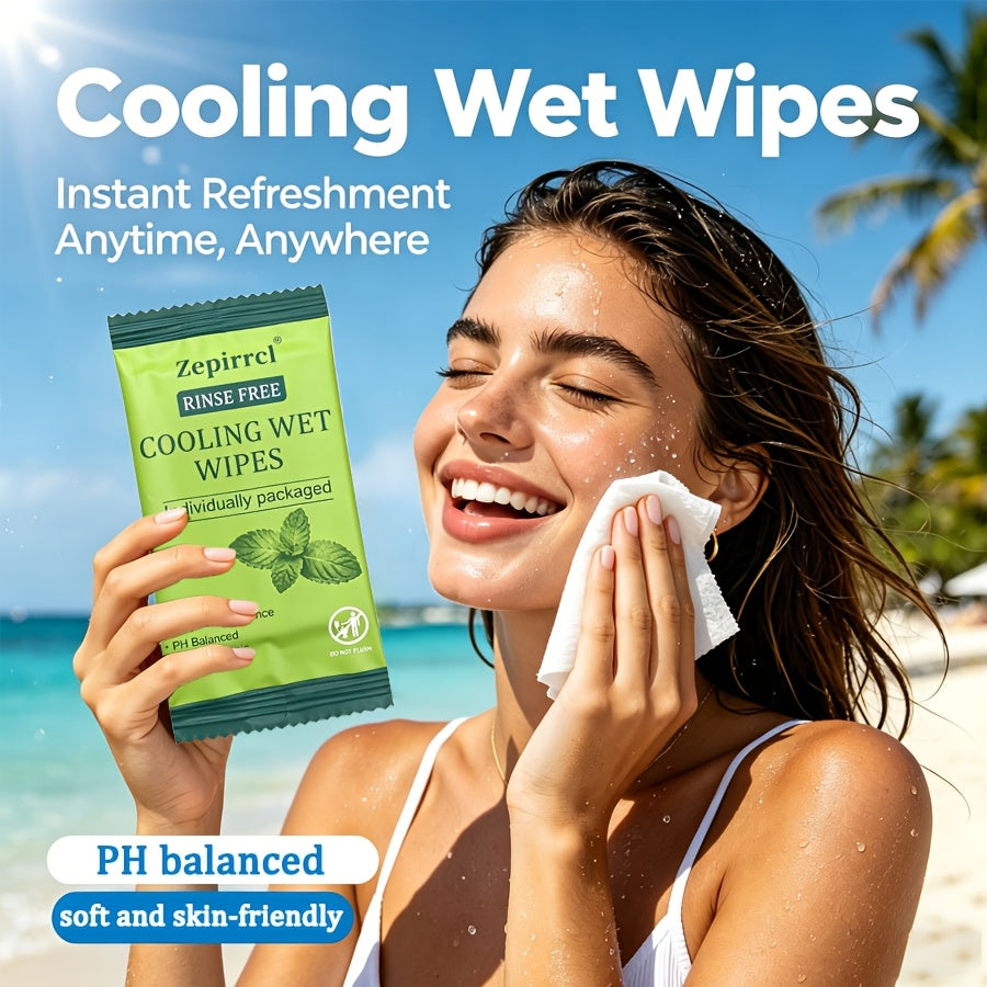 3\u002F6Boxes Disposable Boxed Cooling Wipes | Individually Wrapped Cooling Wipes | Soft And Gentle | Perfect for Wiping Away Sweat And Cooling Down During Summer Outdoor Activities | Convenient Packaging | Ideal for Fitness, Travel