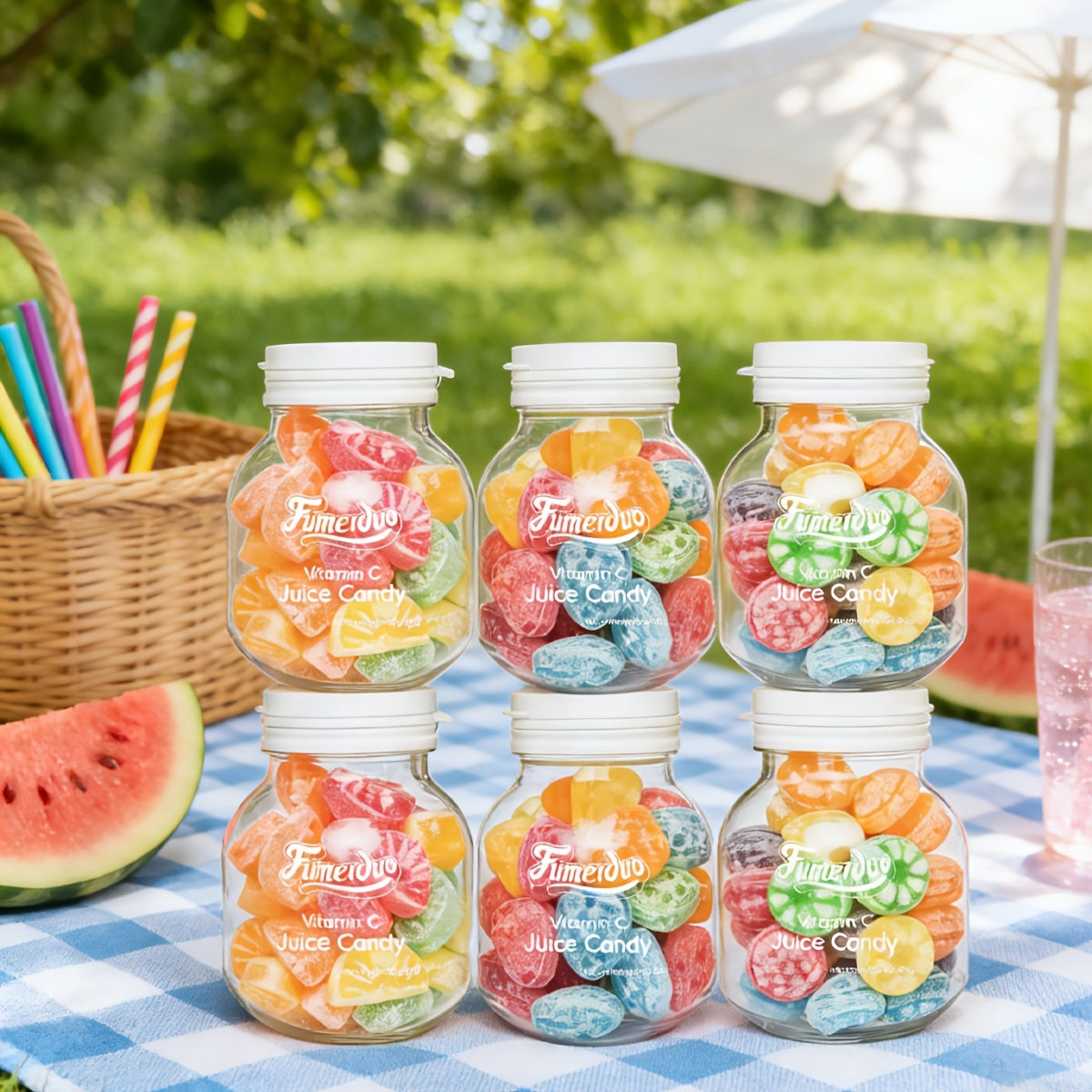 6 Bottles of Vitamin C Fruit Juice Gummies - Mixed Flavor, Rich in Vitamin C, Balanced with Sweet And Sour, Fresh And Not Greasy, Chewy And Soft, Friendly to Children\u002FRecognition, Party\u002FGathering Sharing, Mother'S Day Gifts