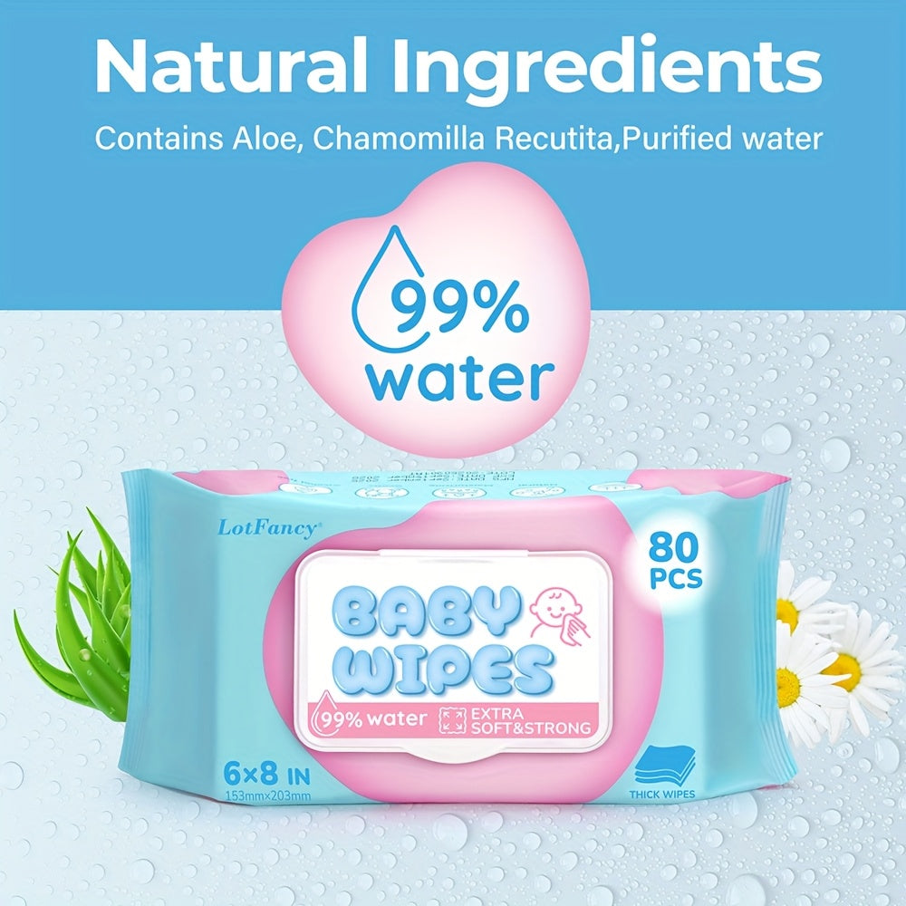 Pack Of 18, Sensitive Baby Wipes, Toddlers Children Infants Wet Wipes, Unscented, Hypoallergenic, 99% Purified Water, 18 Flip-Top Packs ( 80 Wipes\u002Fpack, 1440 Wipes Total)