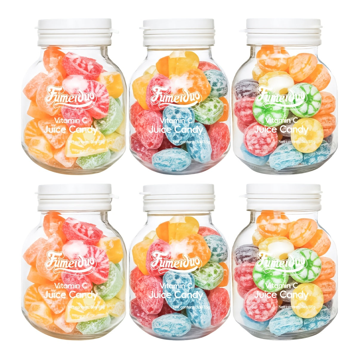 6 Bottles of Vitamin C Fruit Juice Gummies - Mixed Flavor, Rich in Vitamin C, Balanced with Sweet And Sour, Fresh And Not Greasy, Chewy And Soft, Friendly to Children\u002FRecognition, Party\u002FGathering Sharing, Mother'S Day Gifts