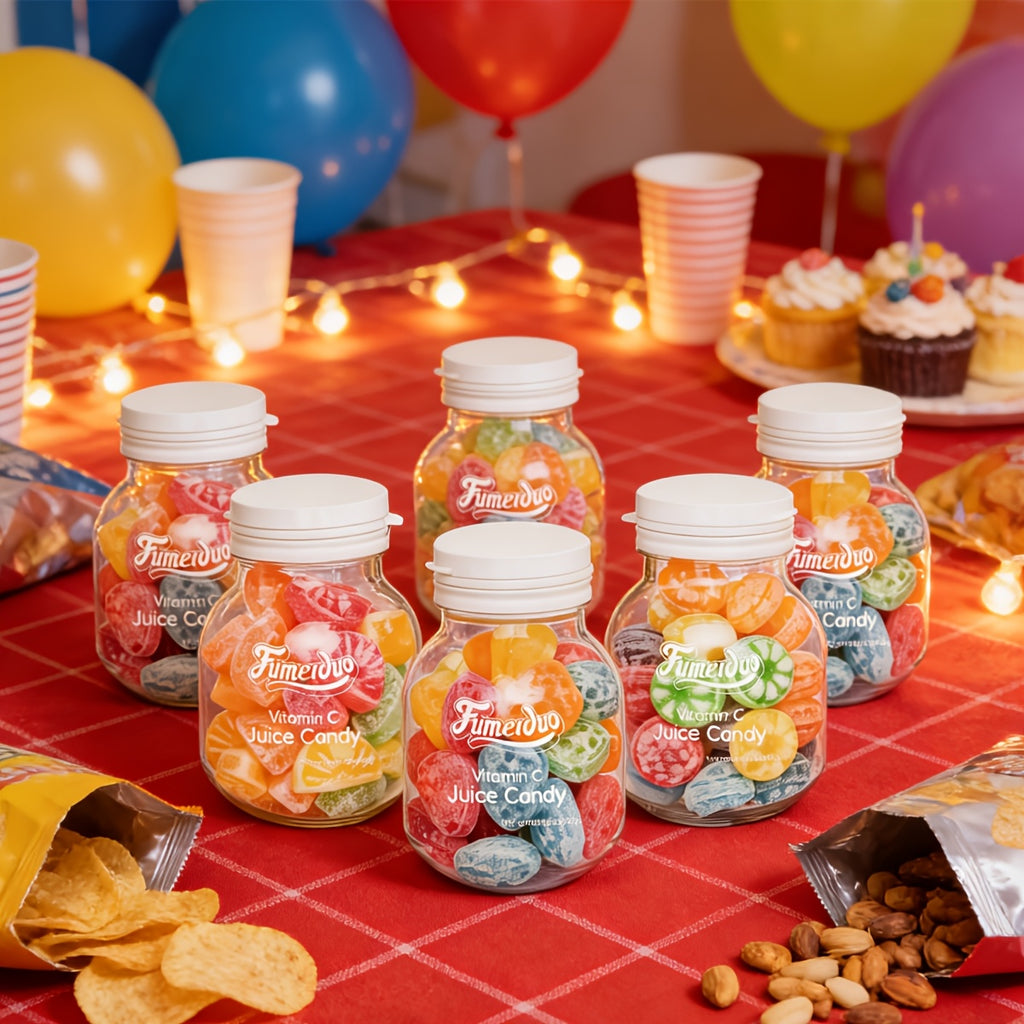 6 Bottles of Vitamin C Fruit Juice Gummies - Mixed Flavor, Rich in Vitamin C, Balanced with Sweet And Sour, Fresh And Not Greasy, Chewy And Soft, Friendly to Children\u002FRecognition, Party\u002FGathering Sharing, Mother'S Day Gifts