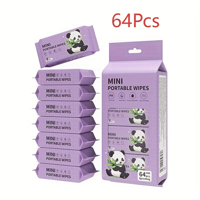 64pcs mini portable wet wipes, alcohol-free disposable wet towels, suitable for both men and women, suitable for use when going out or traveling, facial cleaning tools.Suitable to be put in a Christmas stocking.Also suitable for pets to use.