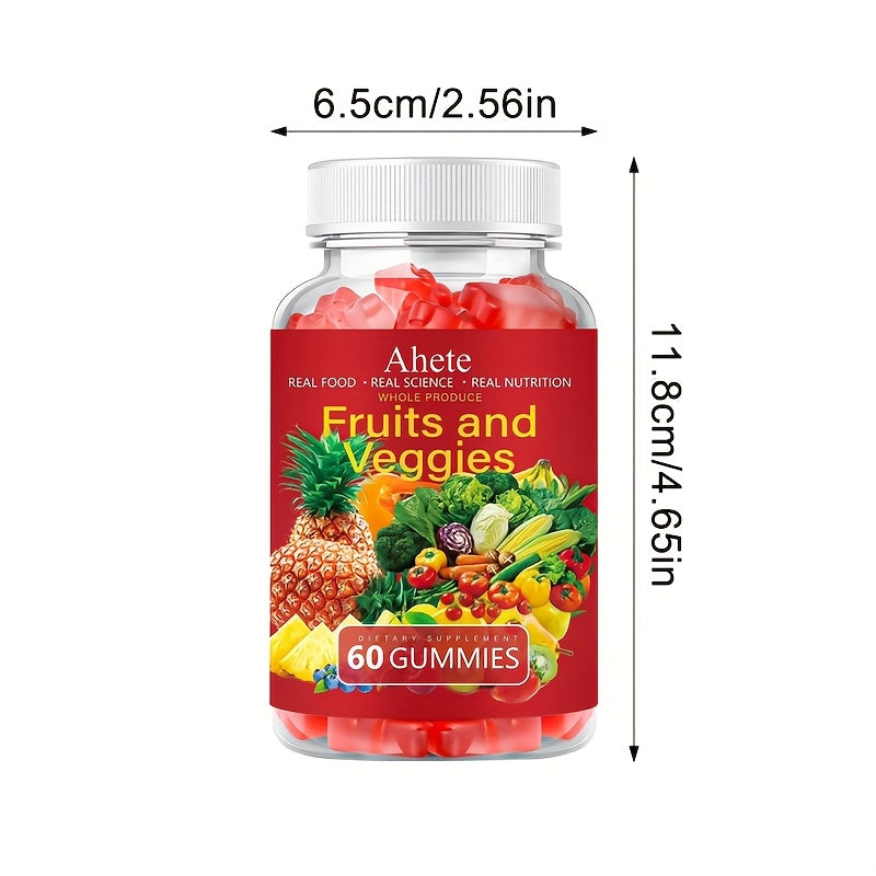 Five Bottles, Ahete Fruit & Vegetable Gummies, Nutritional Supplement - Low Calorie, Nutritional Upgrade, Suitable for All Ages!Suitable for Gifting At Christmas.