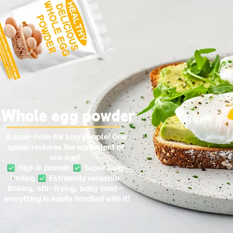Say Goodbye to Fragile, Hard-To-Store Fresh Eggs! One Spoonful of Powder Equals One Egg, Allowing You to Enjoy The Nutrition of Eggs Anytime, Anywhere. Perfect for Baking, Cooking, Or Making Baby Food!