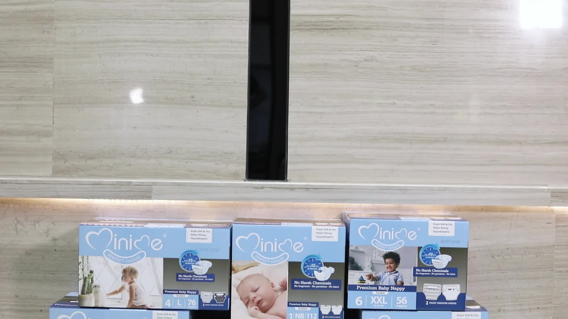 Minime Baby Diapers 6.61LB+, New Packaging, 3D Core, Double Elastic Waistband, Super Soft Premium Baby Nappies, Perfect Holiday Gift