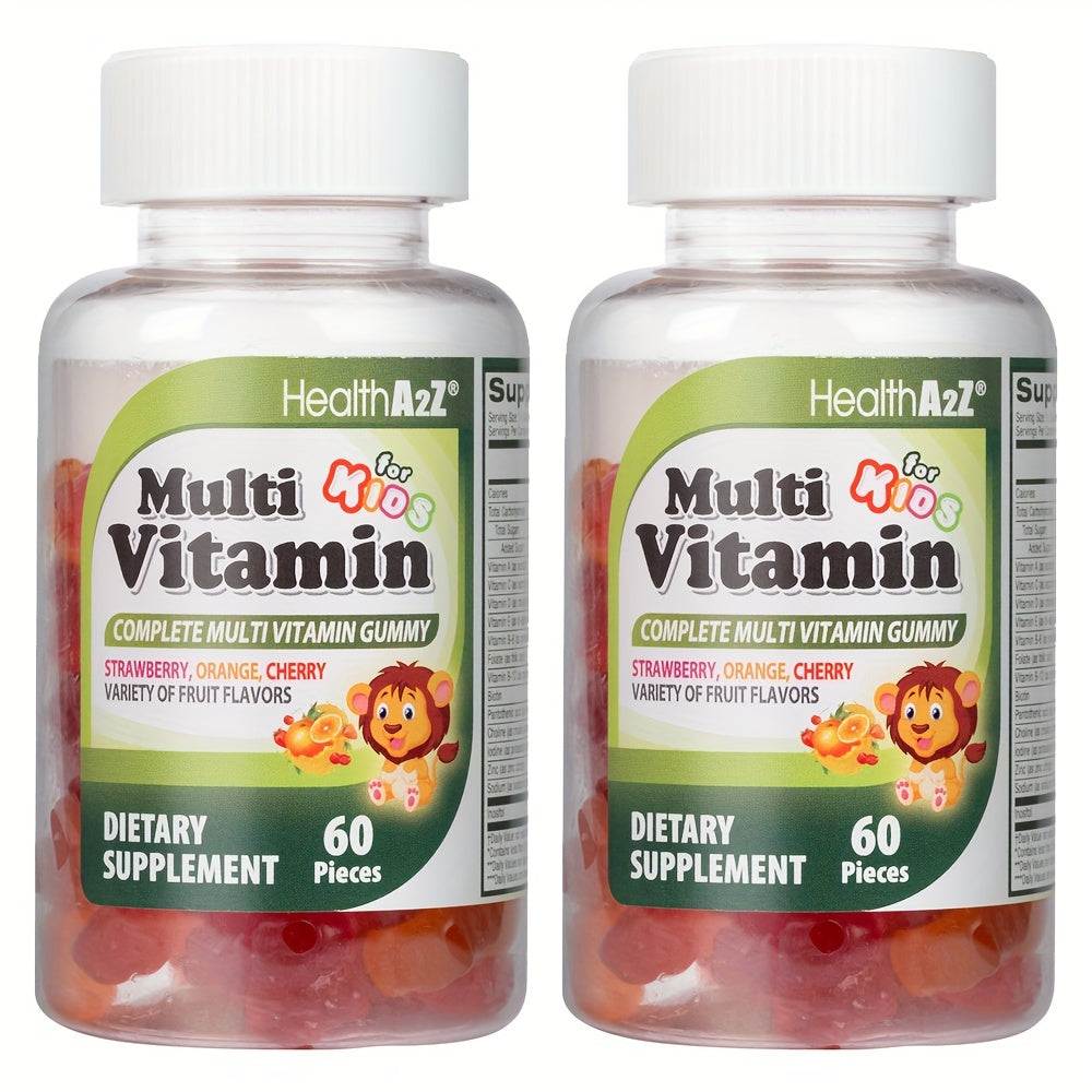 Kids Multivitamin Gummies 60ct | Brain, Eye, Bone & Immune Support | Boost Appetite & Growth | with D3, A, C, E, B6, B12, Folic Acid, Zinc & Choline | Great Taste