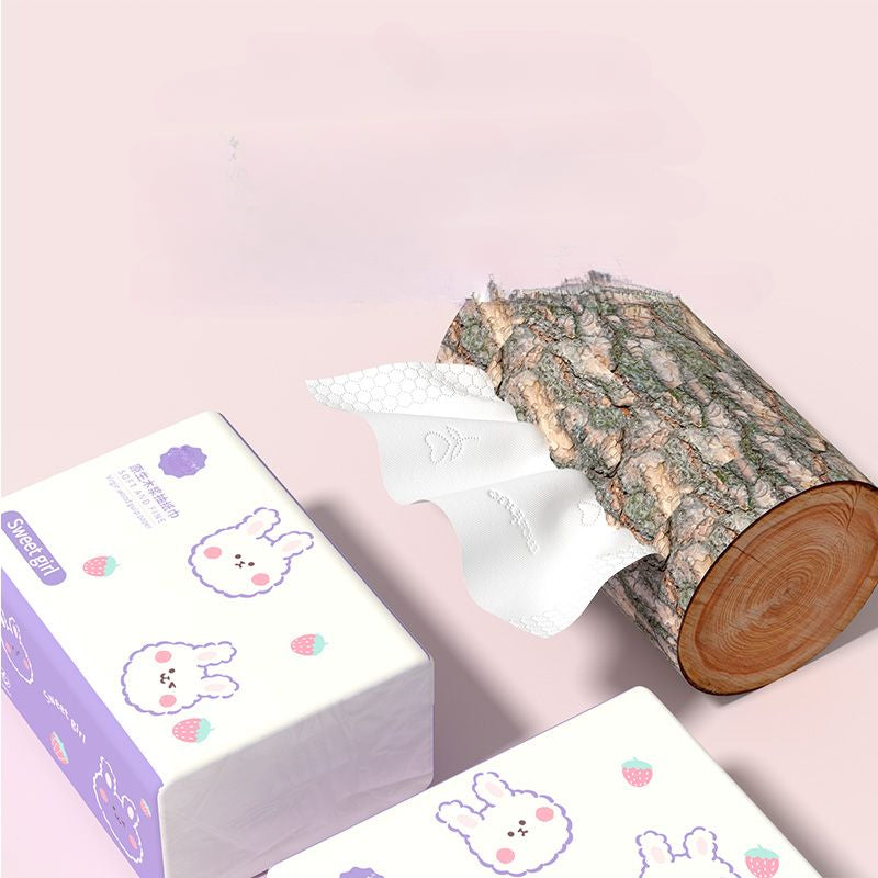 1pc Manhua Sweet Girl Facial Tissue, Large Pack of 300 Sheets, 4-Ply 75 GSM Toilet Paper, Baby Wipes, Facial Tissues for Women and Infants, Household Napkins, Toilet Paper, and Car Use