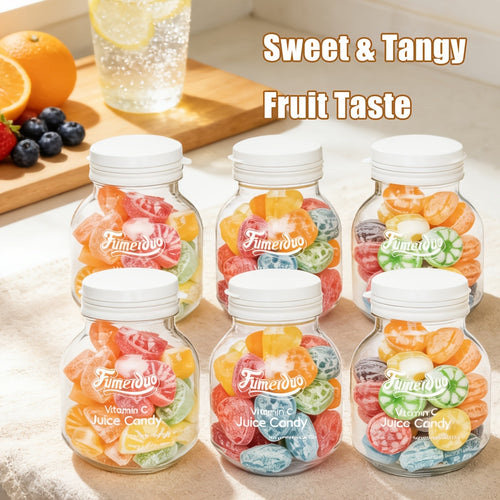 6 Bottles of Vitamin C Fruit Juice Gummies - Mixed Flavor, Rich in Vitamin C, Balanced with Sweet And Sour, Fresh And Not Greasy, Chewy And Soft, Friendly to Children\u002FRecognition, Party\u002FGathering Sharing, Mother'S Day Gifts