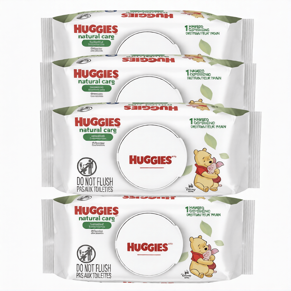 (Pack of 4) Huggies Natural Care Baby Wipes Unscented, 56 Count Flip-Top Pack
