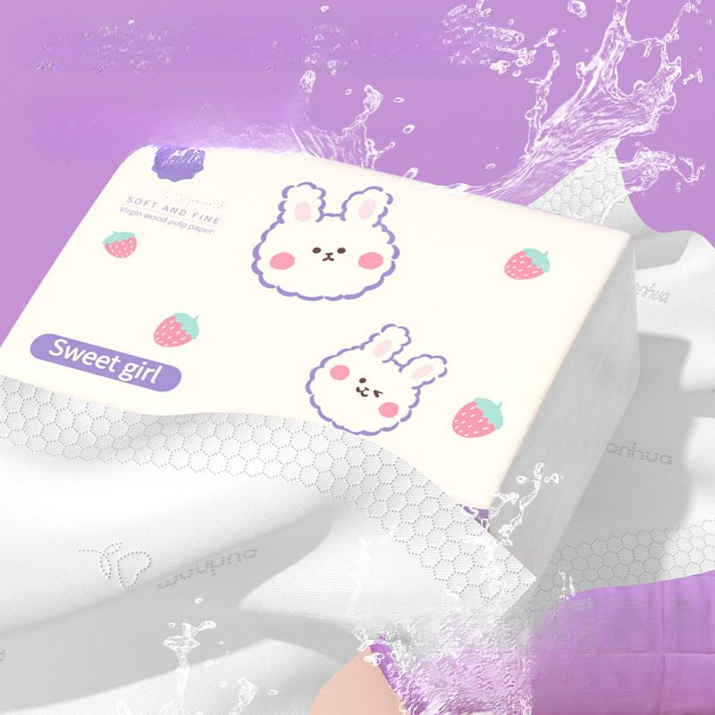 1pc Manhua Sweet Girl Facial Tissue, Large Pack of 300 Sheets, 4-Ply 75 GSM Toilet Paper, Baby Wipes, Facial Tissues for Women and Infants, Household Napkins, Toilet Paper, and Car Use
