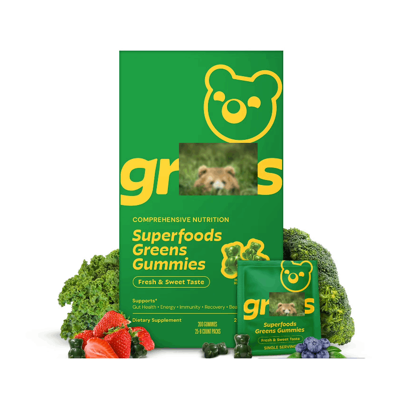 Super Greens Multivitamin Gummies, Supplement, 20 Vitamins & Minerals, 1pack 25 Count