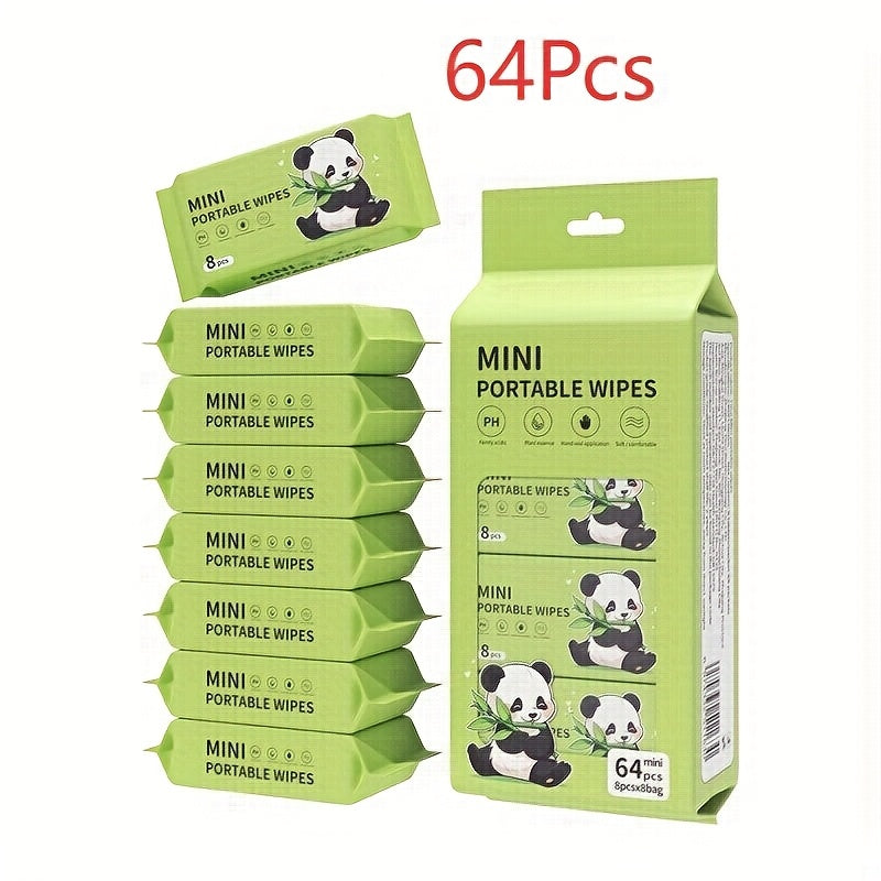 64pcs mini portable wet wipes, alcohol-free disposable wet towels, suitable for both men and women, suitable for use when going out or traveling, facial cleaning tools.Suitable to be put in a Christmas stocking.Also suitable for pets to use.