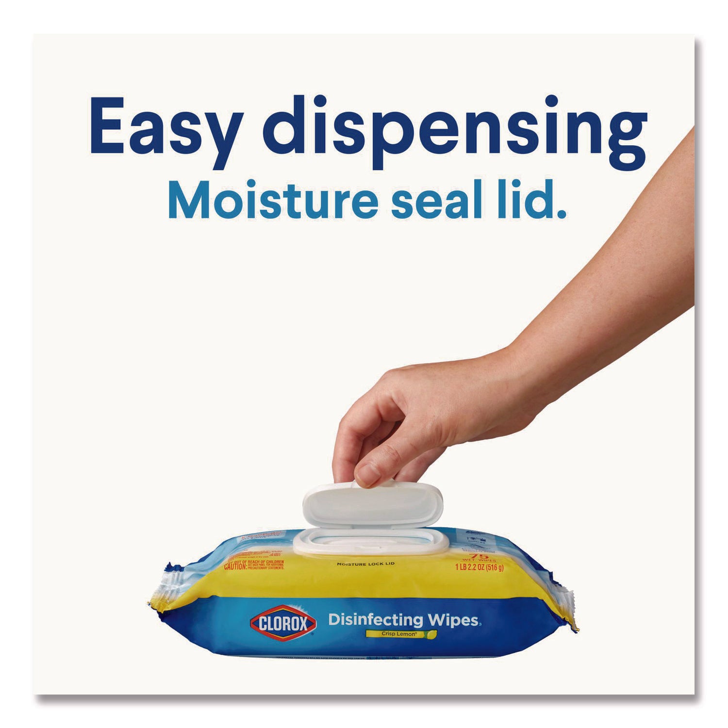 Case of 6 Clorox Disinfecting Cleaning Wipe Easy Pull Packs, 1-Ply, 8 x 7, Lemon Scent, 75 Towel Wipes per Individual Pack