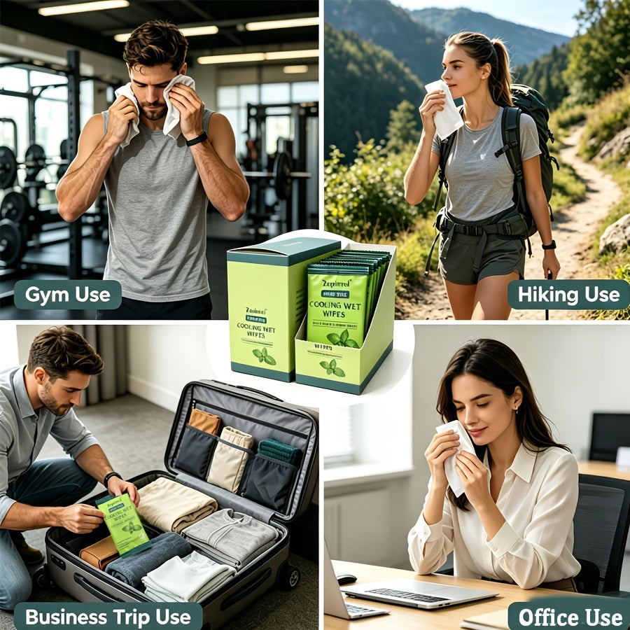 3\u002F6Boxes Disposable Boxed Cooling Wipes | Individually Wrapped Cooling Wipes | Soft And Gentle | Perfect for Wiping Away Sweat And Cooling Down During Summer Outdoor Activities | Convenient Packaging | Ideal for Fitness, Travel