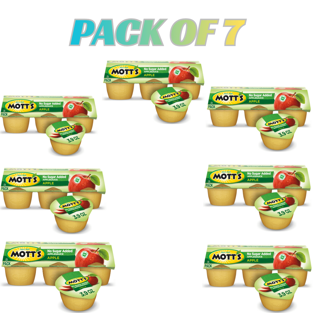 Mott's No Sugar Added Applesauce, 3.9 oz Cups, 6 Count (7 Pack)