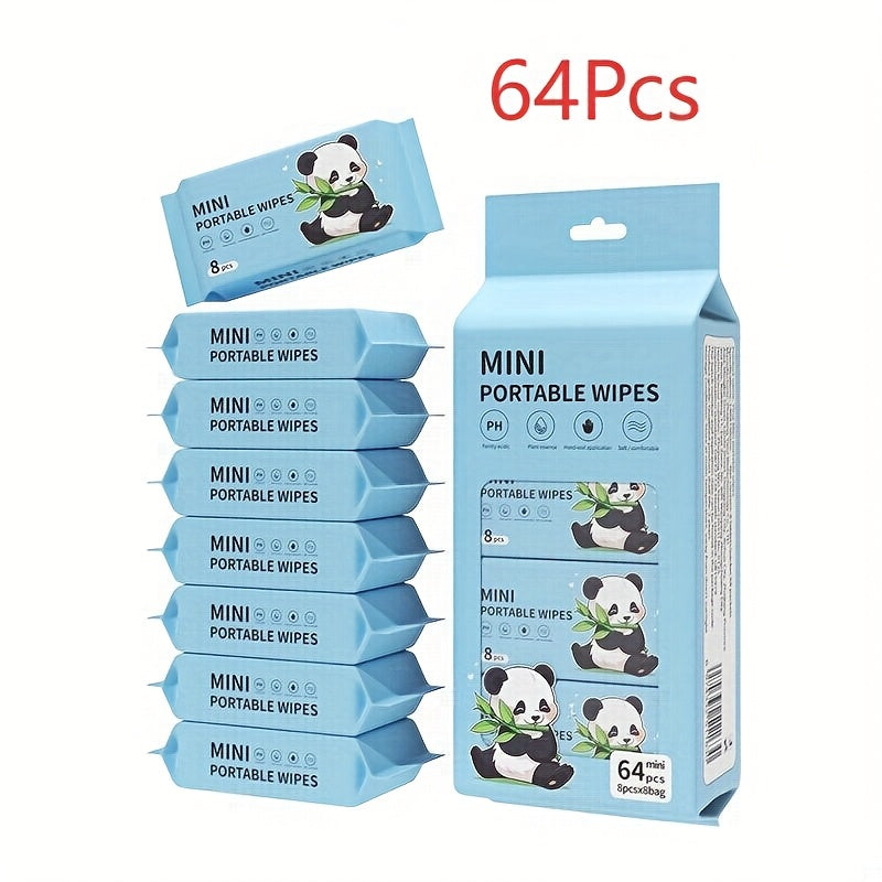 64pcs mini portable wet wipes, alcohol-free disposable wet towels, suitable for both men and women, suitable for use when going out or traveling, facial cleaning tools.Suitable to be put in a Christmas stocking.Also suitable for pets to use.